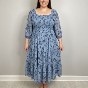 Torrid Blue Floral Midi Dress